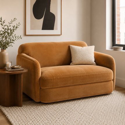 Chelsea Velvet Loveseat – Warm Caramel