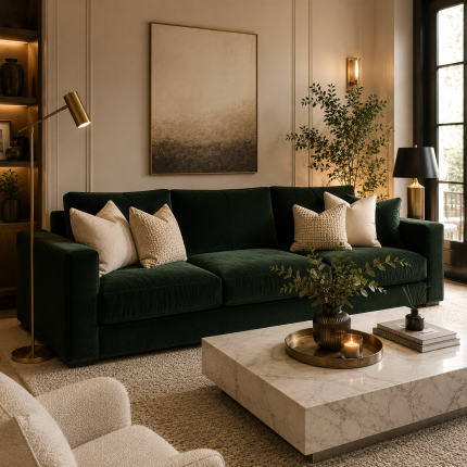 Kensington Velvet Sofa – Emerald Green